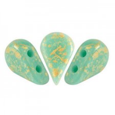 Les perles par Puca® Amos beads Opaque green turquoise splash 63130/94401